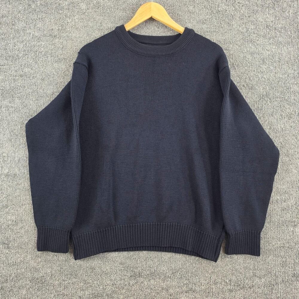 Filson Sweater Mens Medium Wool Crewneck Dark Navy Waffle Knit Crewneck Outdoor